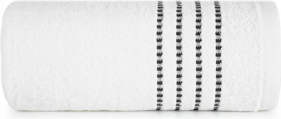 Törölköző 30x50 cm-es, fehér, 500 g/m2 frottír, Fiore bordűrrel díszítve