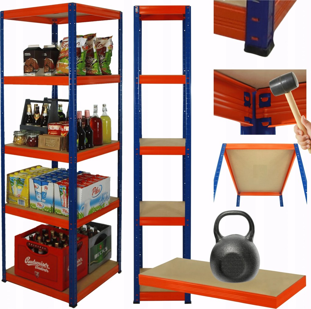 Tárolószekrény fém állvány Helios 213x45x45cm 5Px175kg Tömör