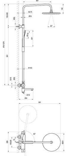 Ravak X07P642 - Zuhanyszett csapteleppel, fényes króm