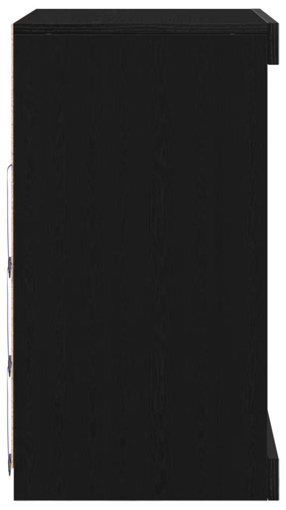 LED világítással ellátott fekete tölgy oldalrész 60,5x37x67 cm