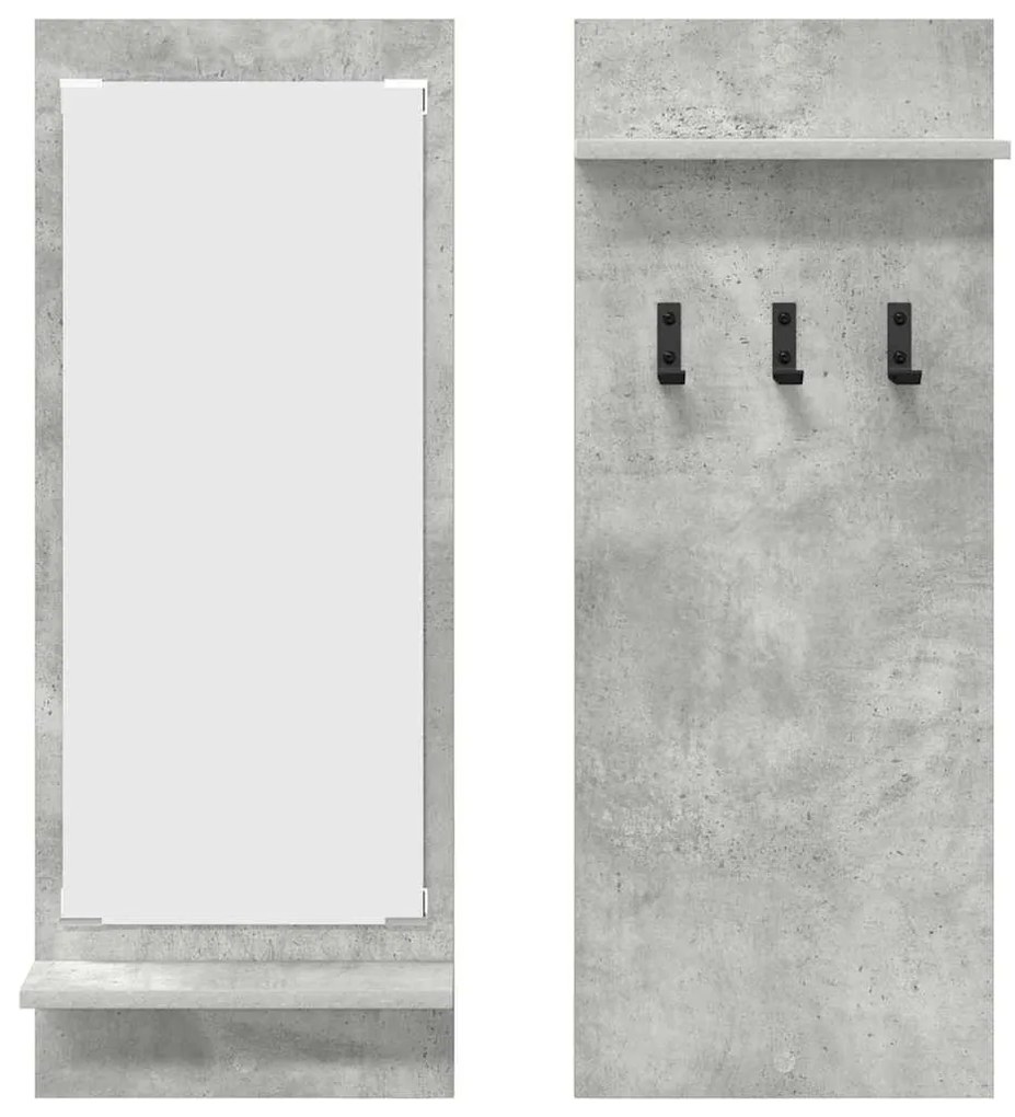 Fali Kabáthorog polcokkal Beton szürke 70 x 10 x 90 cm Faanyag