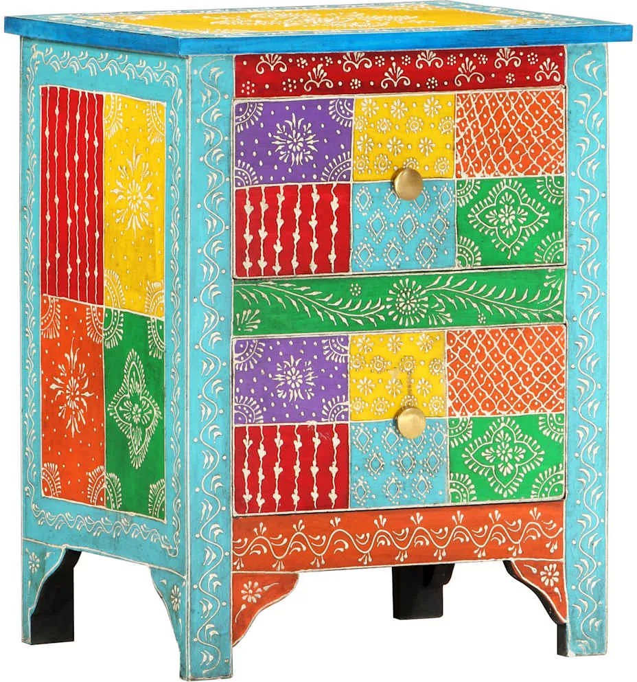 vidaXL kézzel festett tömör mangófa éjjeliszekrény 40 x 30 x 50 cm