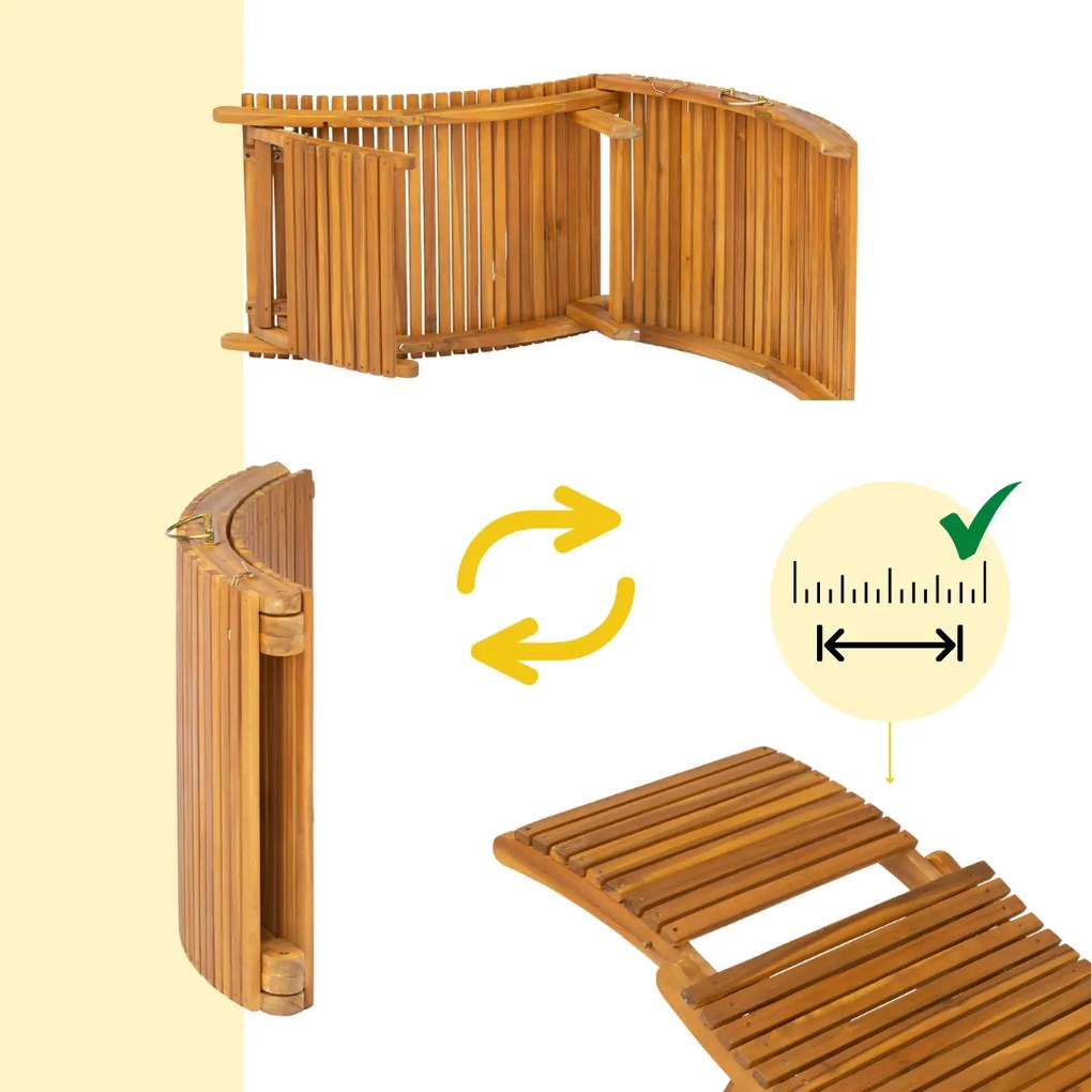 FLORIDA kerti nyugágy, összecsukható, 57x190x51cm, természetes barna Casaria