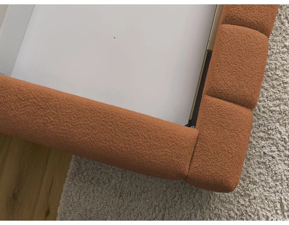 Narancssárga kárpitozott ágyneműtartós franciaágy ágyráccsal 140x190 cm Denali – Bobochic Paris