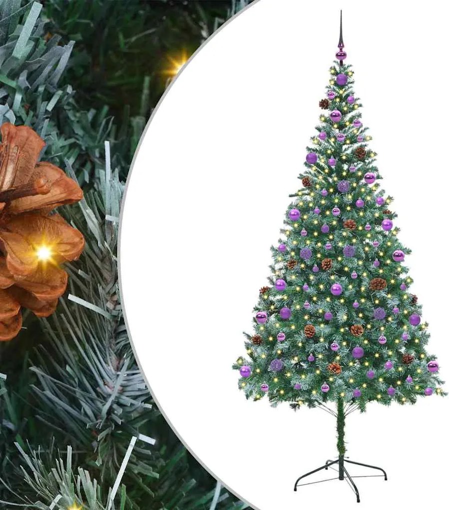 vidaXL Mű karácsonyfa 300 LED-del állvánnyal Zöld 210 cm PVC és Acél