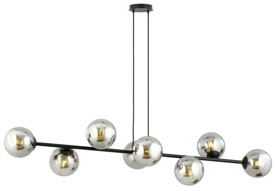 Csillár zsinóron ROSSI 8xE14/10W/230V fekete/szürke