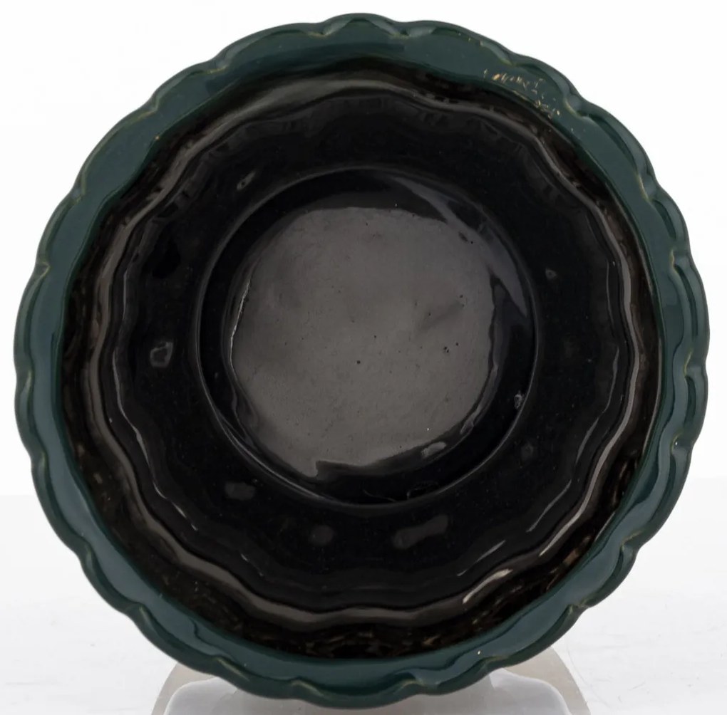 Kerámia Zöld virágtartó kaspó, Arany 15x13,5x13,5cm