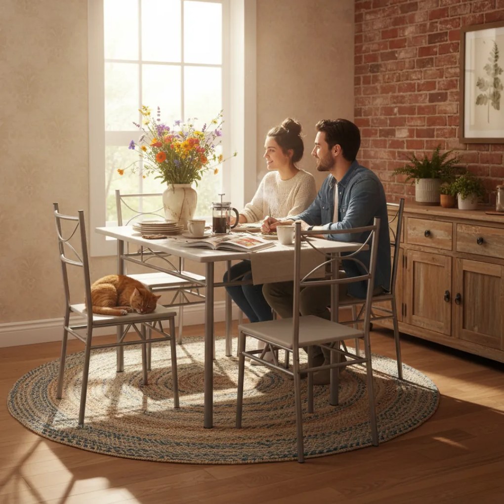 PAUL étkezőgarnitúra, 5 részes, bársony fehér Jurhan