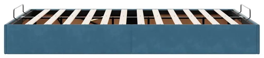 Ottomán ágykeret matrac nélkül sötétkék 120x190 cm bársony