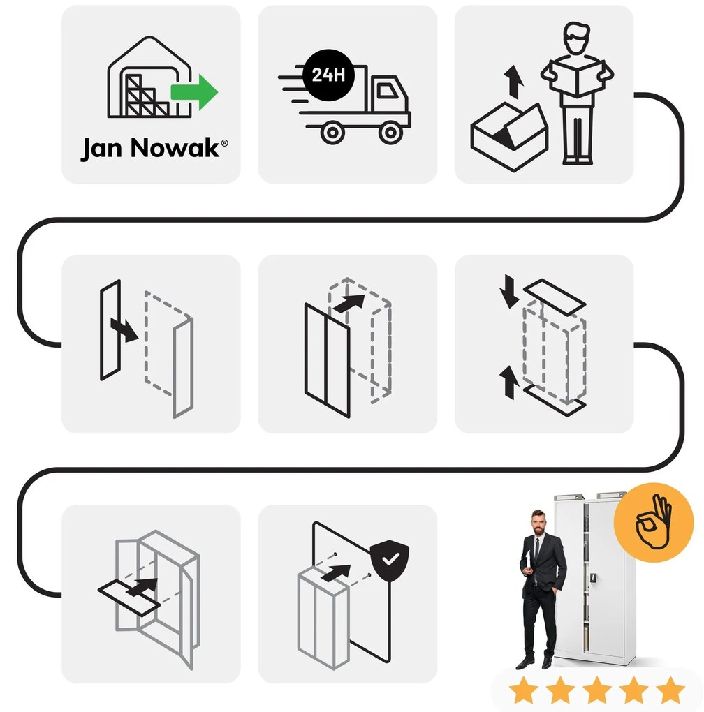 Fém iratszekrény JAN II, 1150 x 185 x 400 mm, fehér