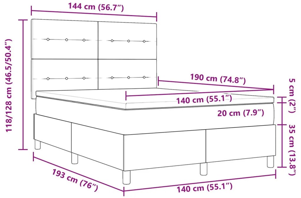 vidaXL Boxspring Ágy Matraccal Világosszürke 140x190 cm Bársony