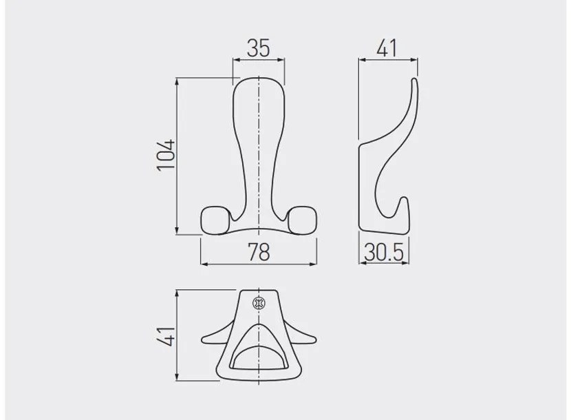 Fogas fém, Toledo A0, matt fekete, kalaptartós dupla