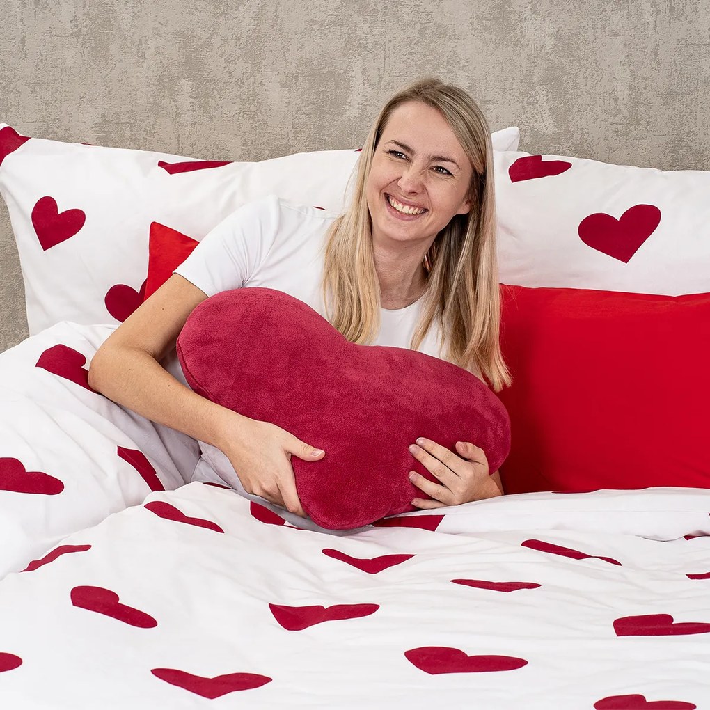 4Home Red Hearts pamut ágyneműhuzat, 140 x 200 cm, 70 x 90 cm