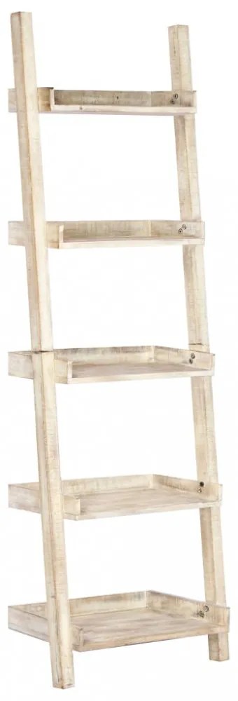 Fehér tömör mangófa létrapolc 75 x 37 x 205 cm
