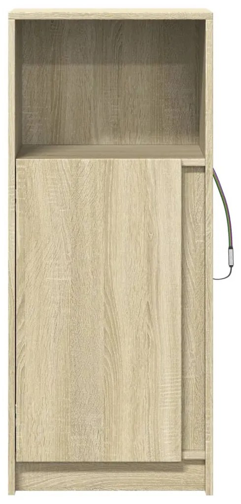 sonoma tölgy szerelt fa tálalószekrény LED-del 42,5x34x100 cm