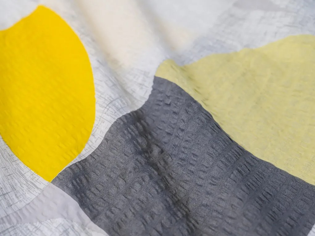 Krepp ágynemű reforcé pamutból GEOMETRIES krémszínű Ágyneműhuzat mérete: 70 x 90 cm | 140 x 200 cm