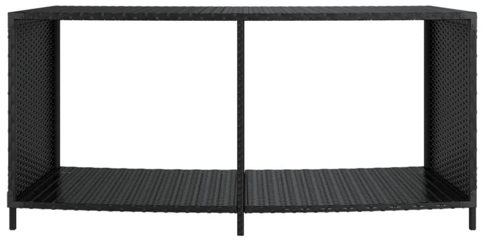 2 db fekete polyrattan tárolópolc