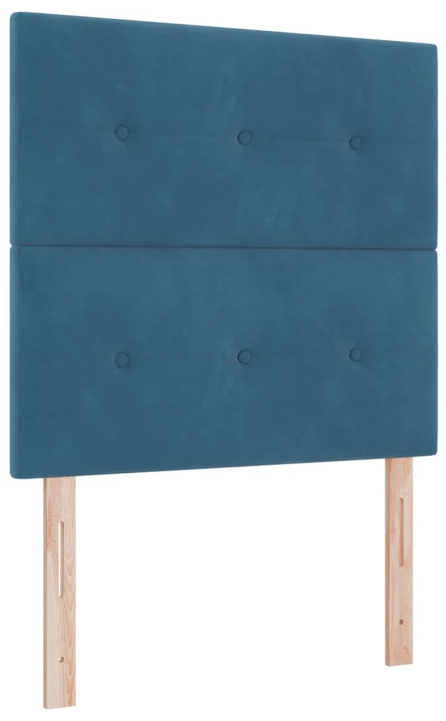 Box Spring Ágy Matraccal Sötétkék 100x200 cm Bársony
