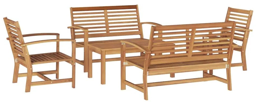 Kerti Kanapé Szett 5 pcs Természetes Tömör tíkfa