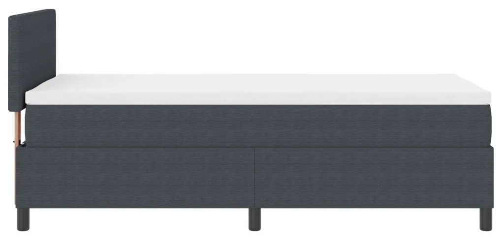 Boxspring Ágy Matraccal Sötét Szürke 100x200 cm Kordbársony Anyag