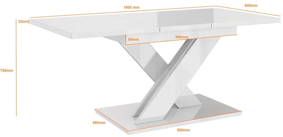 Maasix WTG Magasfényű Fehér 8 személyes étkezőszett Fekete Coleta székekkel N