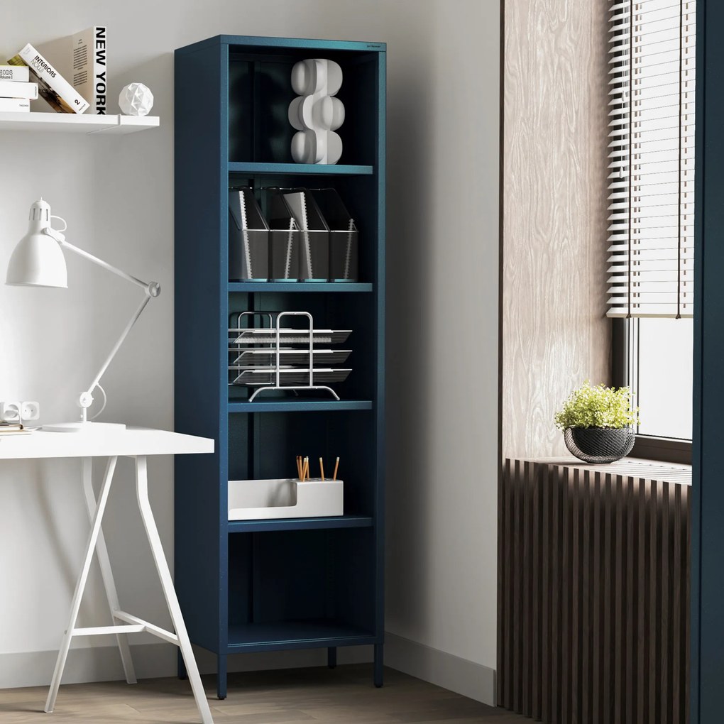 Könyvespolc MARIO, 500 x 1800 x 350 mm, Modern: sötétkék