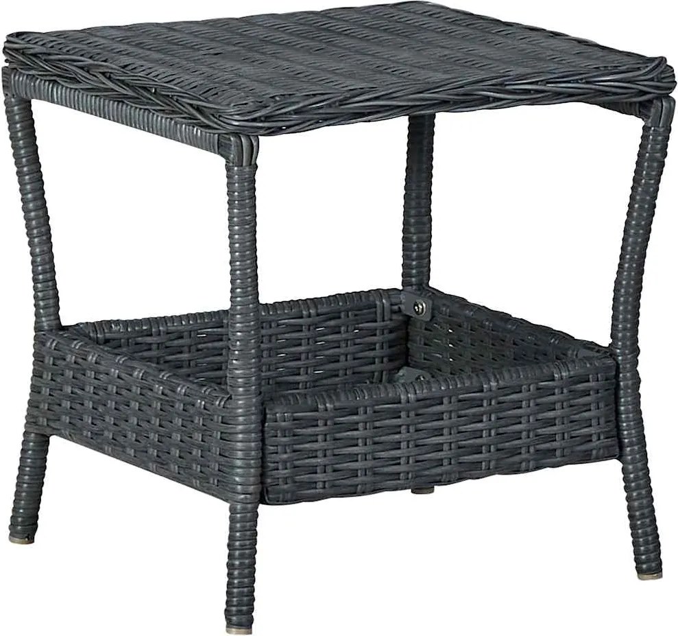 vidaXL sötétszürke polyrattan kerti asztal 45 x 45 x 46,5 cm