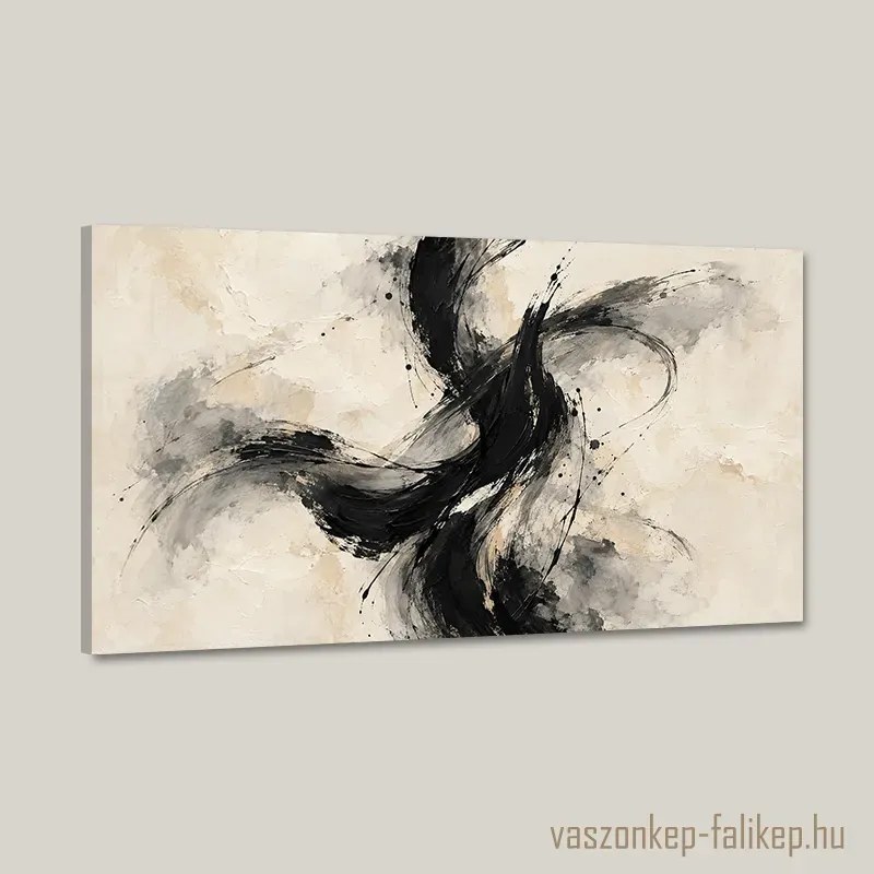 Fekete Lendület falikép – Kézműves karakter 40x23 cm