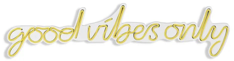 Műanyag LED-es fali dekoráció, Good Vibes Only - Sárga