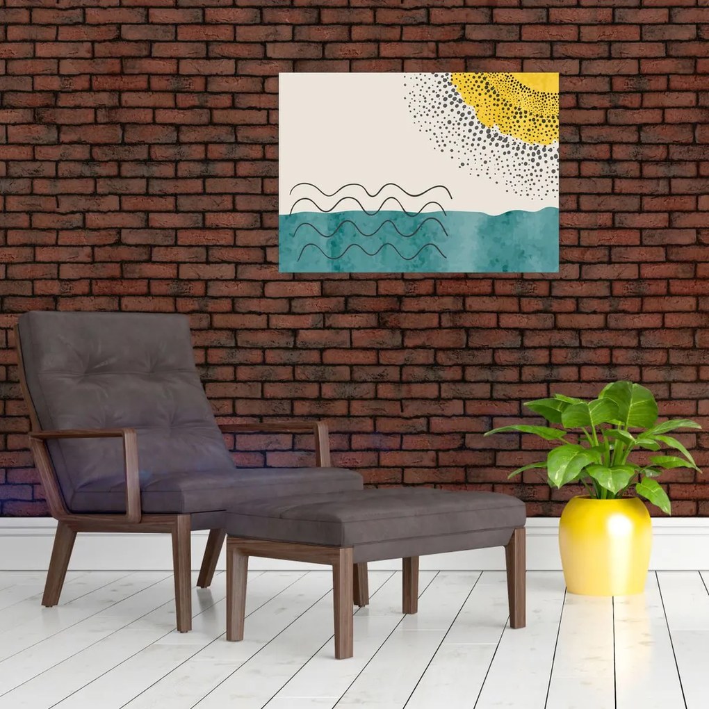 Üveg kép - Absztrakt festmény a strandról N⁰1 (70x50 cm)