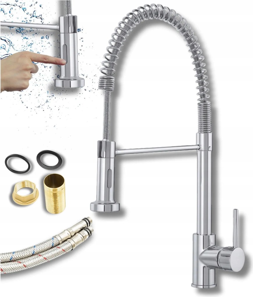 Konyhai csaptelep kihúzható kifolyócső Luneo mosogató spirál magas