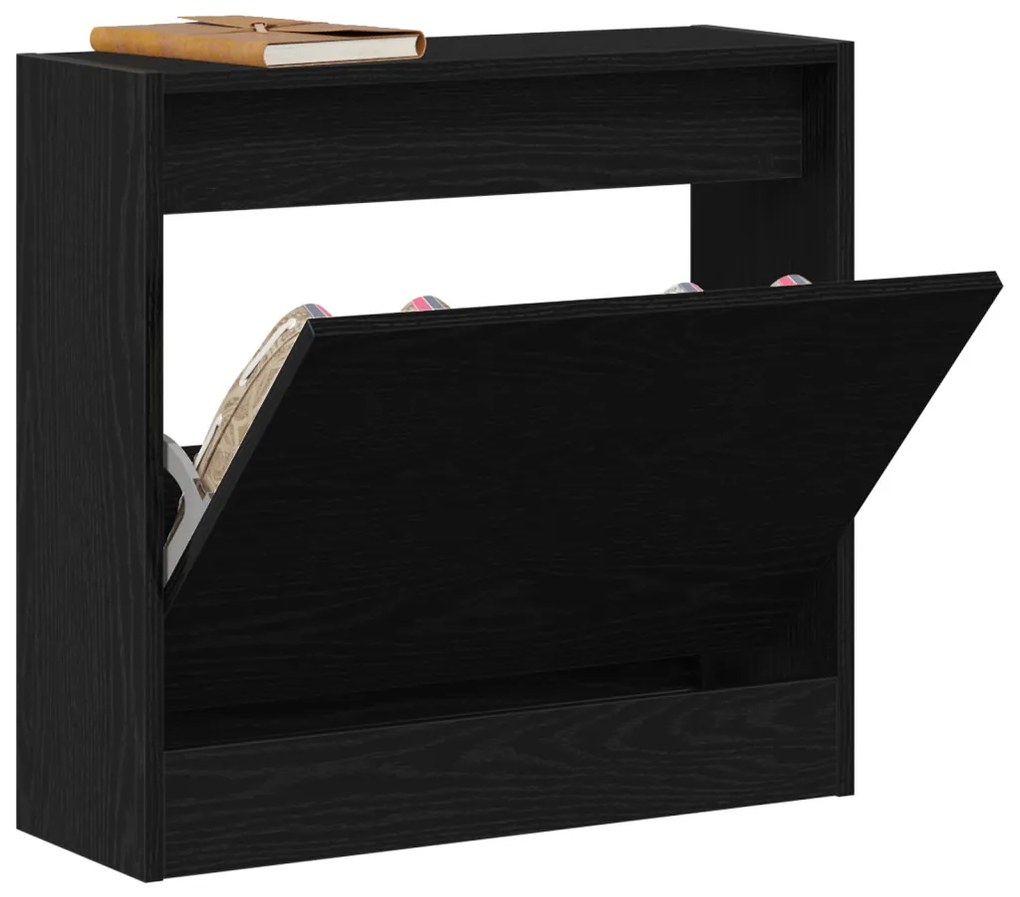 Cipőtároló Fekete Tölgy 60x21x57 cm Műanyag