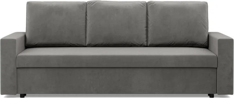 Zeus kanapéágy, bársony, hab töltet, egyenes kartámasz, világosszürke