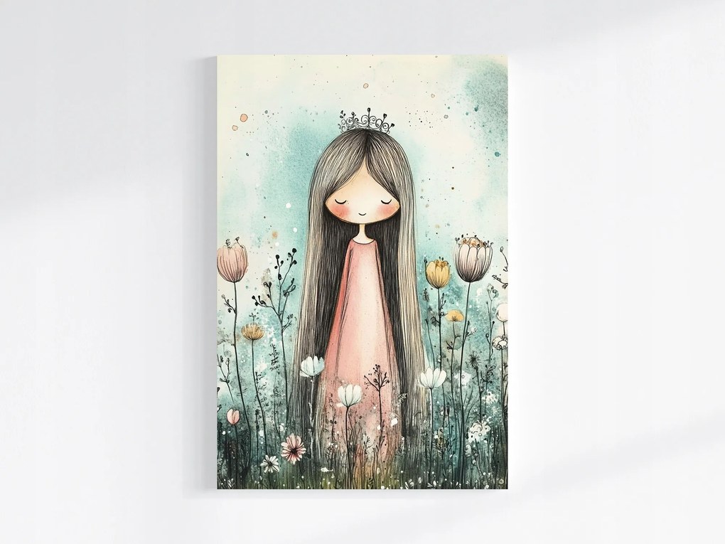 Vászonkép Canvas Kislány Hercegnő Kert Virágok Tavasz 80x120