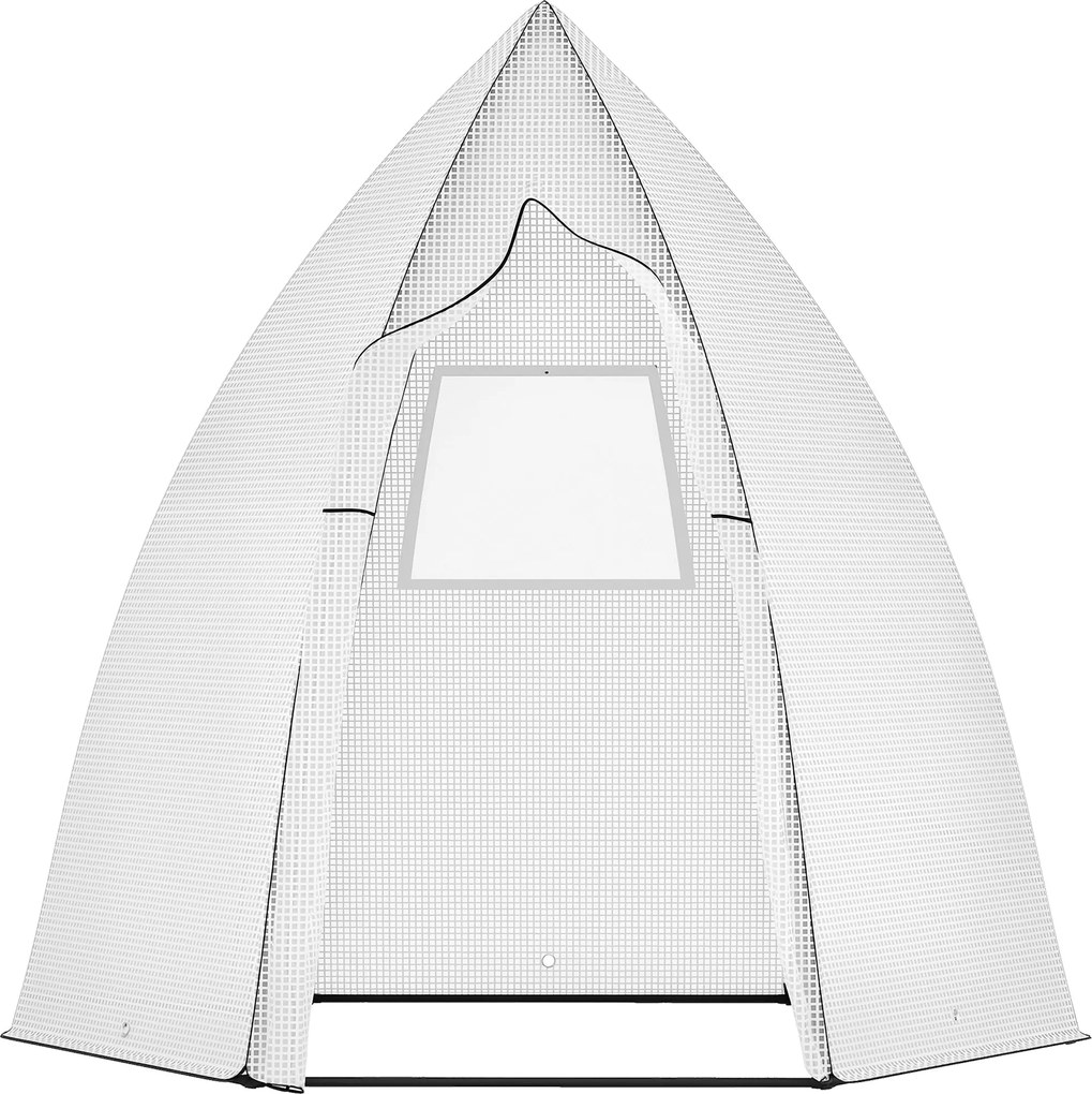 Outsunny Mini Üvegház Téli Védő sátor Növényeknek Felhúzható Ajtóval Kert Terasz Téli Védelem Fehér 160 x 140 x 180 cm | Aosom