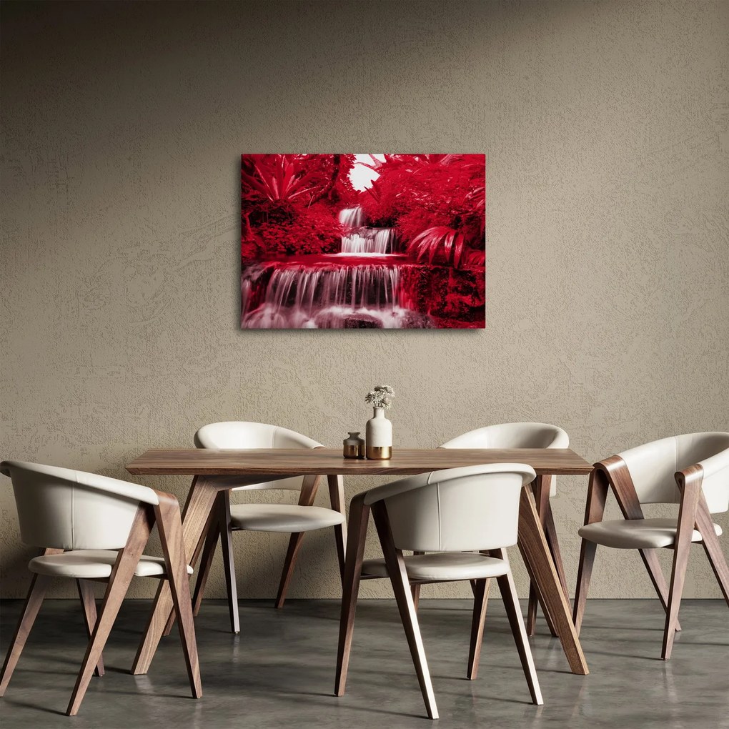 Kép - Indonéziai vízesések piros színben (70x50 cm)