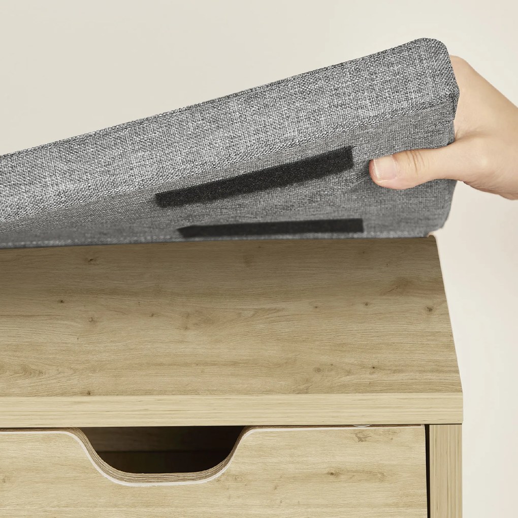 Cipős szekrény paddal és szürke ülőpárnával és fiókkal TAYLOR ARTISAN 104x30x48 cm, fehér