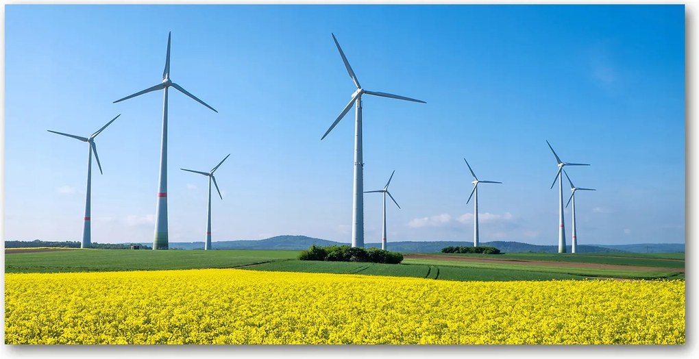 Fotó üvegkép Szélmalmok a mezőn 140x70