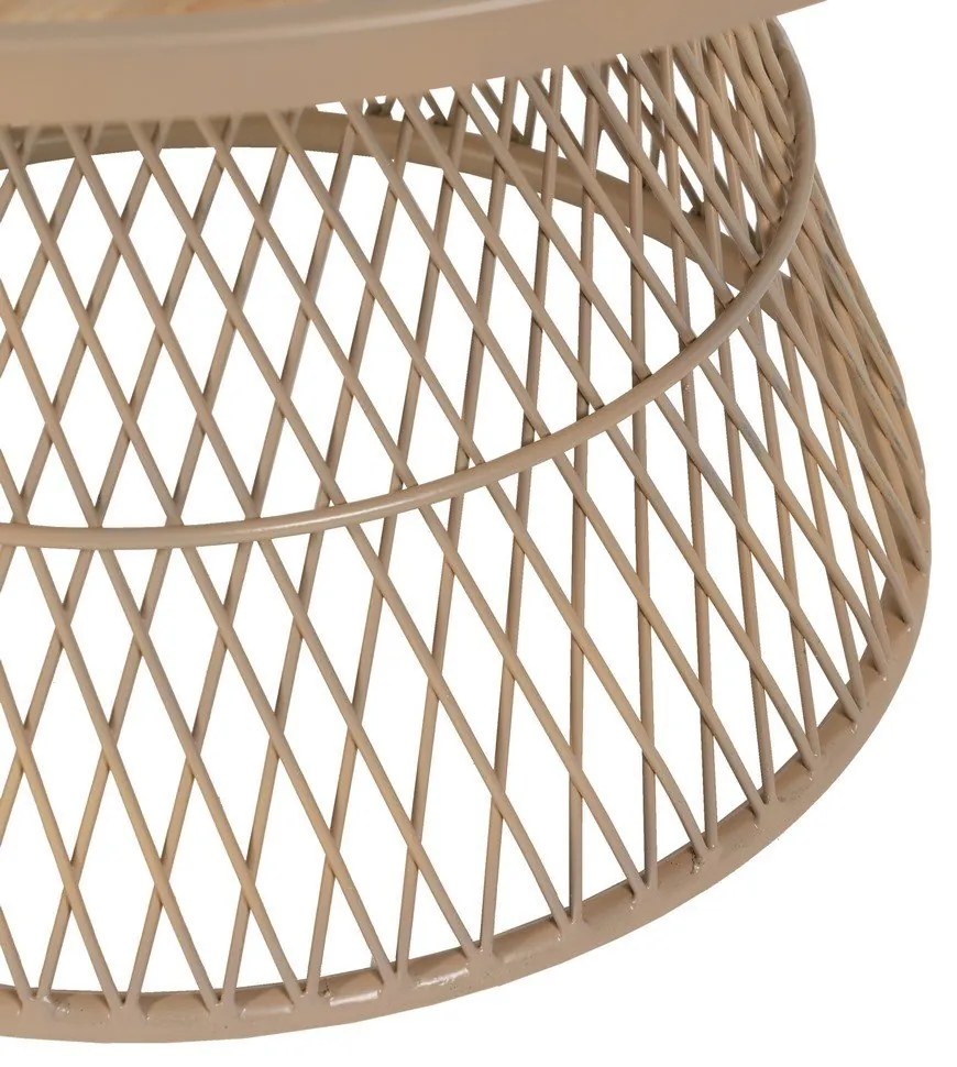 Natúr színű rattan kerek dohányzóasztal ø 70 cm – Ixia