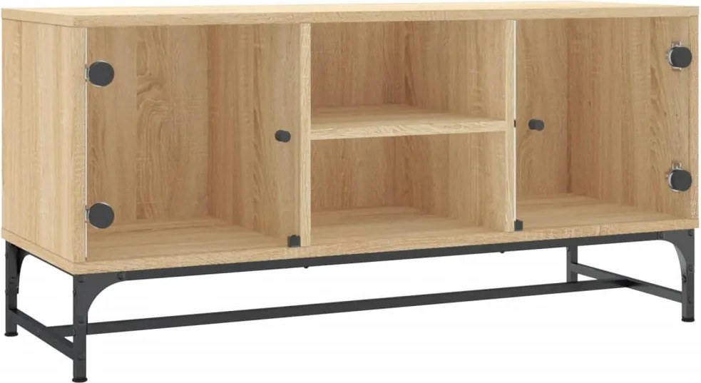 vidaXL sonoma tölgy színű TV-szekrény üvegajtókkal 102 x 37 x 50 cm