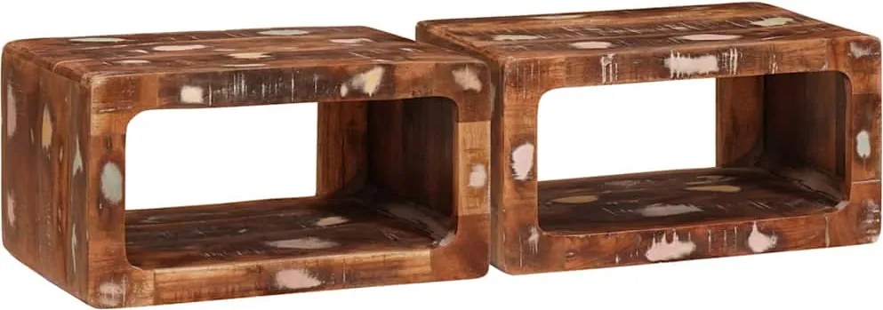 vidaXL Éjjeli asztal 2 pcs Barna Szilárd Újrahasznosított Fa