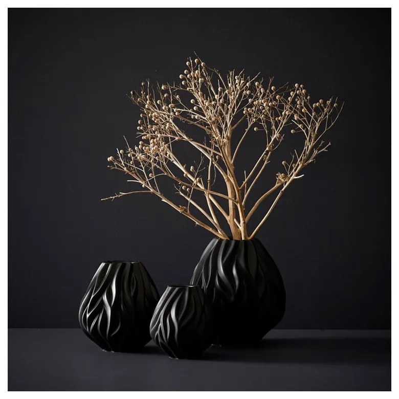 Flame fekete porcelán váza, magasság 15 cm - Morsø