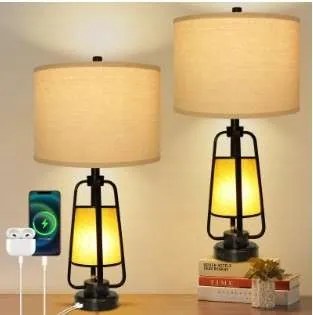 LED-es asztali asztali lámpa érintős fényerőszabályzóval és bézs lámpaernyővel