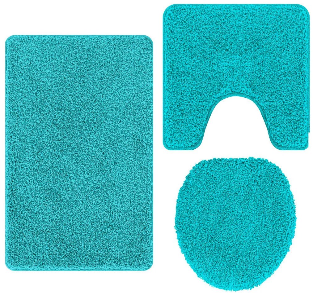 Csúszásmentes fürdőszőnyeg készlet 3 pcs Türkiz 50 x 50 cm PP