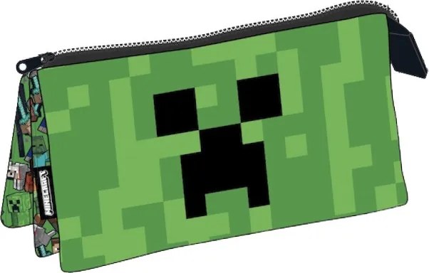 Minecraft Face 3 rekeszes tolltartó 22 cm