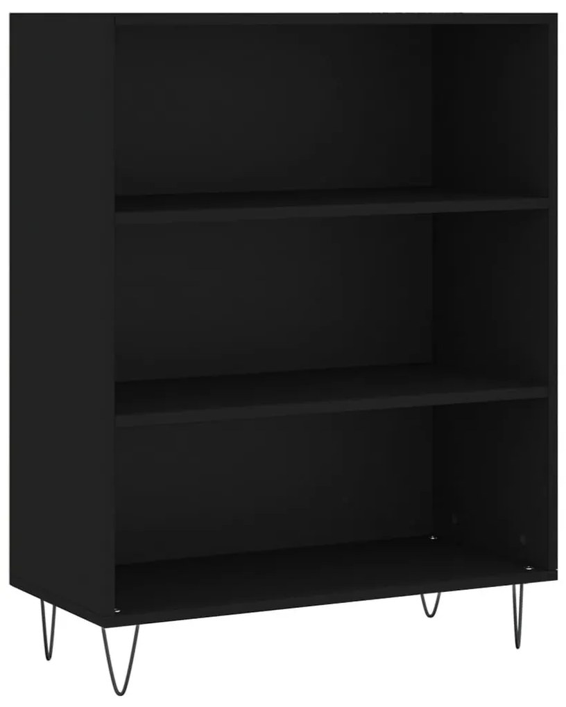 fekete szerelt fa könyvespolc 69,5 x 32,5 x 90 cm