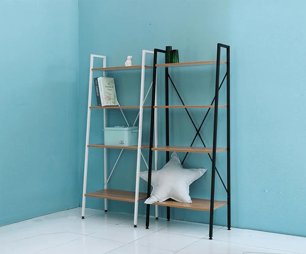 Polcállvány, 4 polcos, tölgy/fekete, THEA