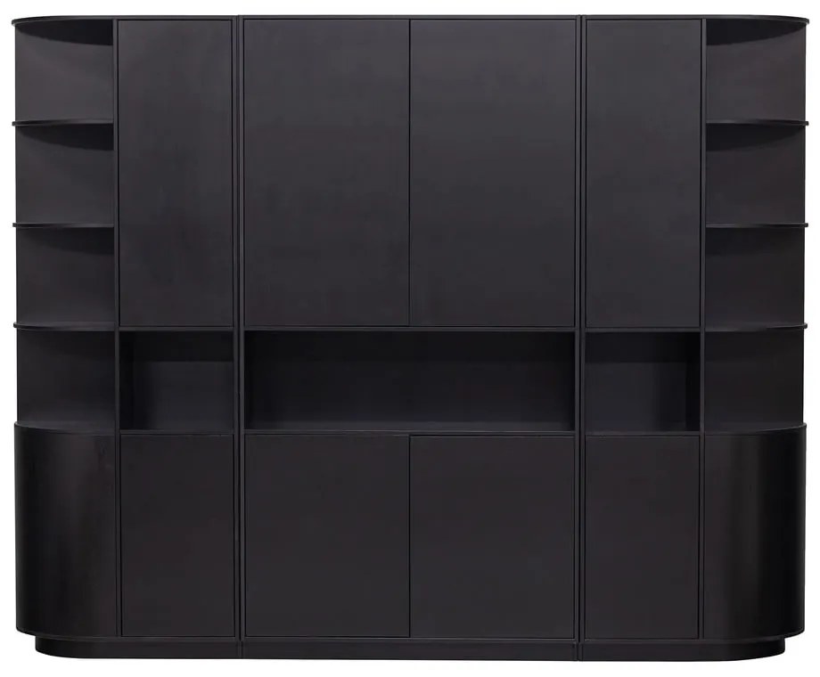 Fekete borovi fenyő moduláris könyvespolc 266x210 cm Finca – WOOOD