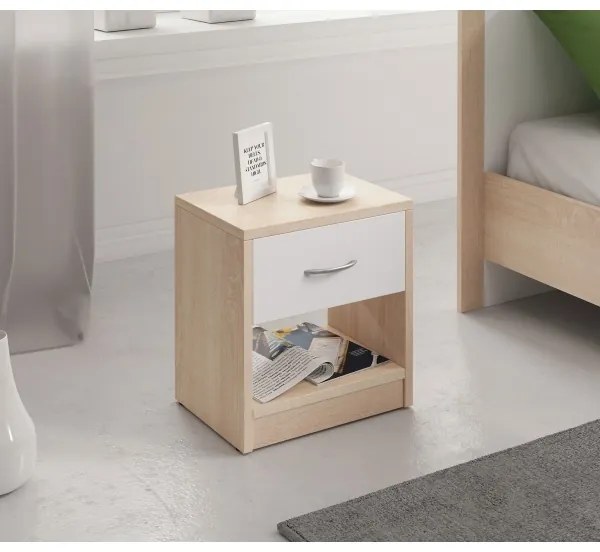 NED éjjeli szekrény sonoma tölgy/fehér