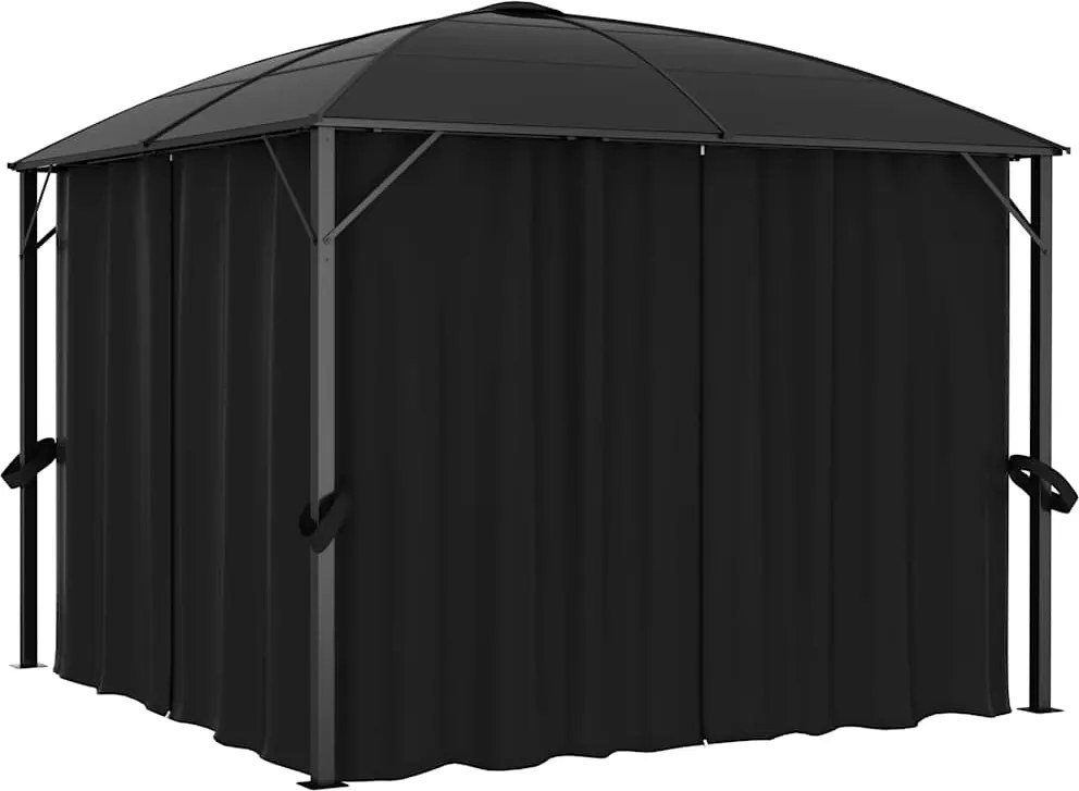 vidaXL antracitszürke pavilon függönyökkel 300 x 300 x 265 cm